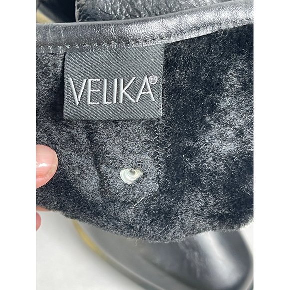 Velika Corinna Faux Fur Fold Over Stiletto Leather Boots Black Women’s Size 7.5 - Picture 9 of 10